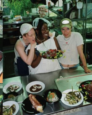 Bobbi Salvör Menuez Instagram - with my princes in @elephantmagazine 
from our @spiral_theory_test_kitchen residency / restaurant cosplay last summer 🥄🥄🥄

flattered & a lil surprised for the spiral vibe to be described as not chaotic ~~~ missing swimming in the river every day, dreaming in a big pile & feeding youuuuu

words @mekachu 
pics @christiandeathfonte