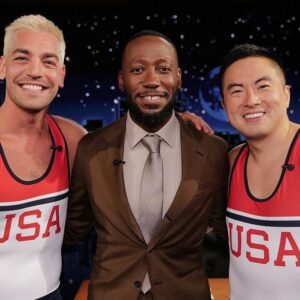 Bowen Yang Instagram - getting ready for the celine dion lady gaga concert (olympics) TONIGHT!!!! thank you @jimmykimmellive and @lamorne for letting us chat “Two Guys Five Rings”! @mjonf @thesonialee ✨🫶🏹