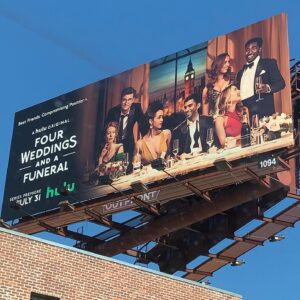 Brandon Mychal Smith Instagram - Just in case your forgot another episode of @fourweddingsandafuneral drops today on @hulu !!! #Episode5 Still remember those days as a kid walking through #TimesSquare dreaming of being on the big bright billboards one day and making my family proud . Such a surreal feeling to come from South Central LA to now being on billboards In the middle of Times Square in #NYC , this is for my grandma who recently passed of cancer, I know she’s up there smiling in heaven . Next will be my an original TV creation from me and a few rockstars cough cough hint hint 😉#getready #fourweddingsandafuneral streaming on @hulu now #World !!!!
