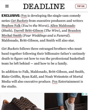 Brandon Mychal Smith Instagram - Cats out the bag !!! Today I cry tears of joy for every young brown or black visionary that had a dream to do the impossible. This dream come true represents the limitless and boundless possibilities each of us has inside ourselves when you trust the process and surround yourself with visionaries and take the road less traveled . As my father told me, “Life is a beach , catch a wave.” None of this would have been possible without the belief of my brothers @chipsheridan @maldonadoiseverywhere @stephenfalk !! 
#JobsNotDone here we go @mortalmedia @blakegriffin23 @foxtv 🙏🏾 ✊🏾 ❤️ #GetBuckets