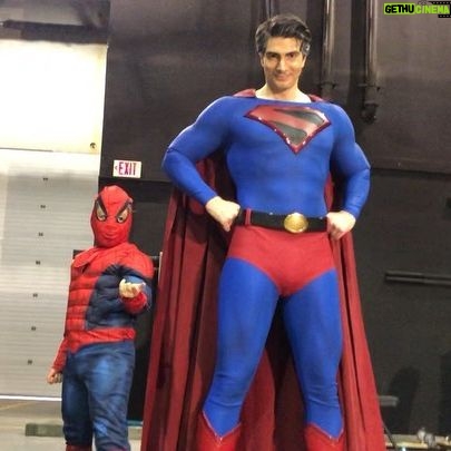 Brandon Routh - 95.4K Likes - Here’s some #BTS from the 1st ever #Superman/#Spiderman photoshoot. 😉Hope it brings a little light in.
Spider-Man played by my son Leo. Cameo from @iamdionfarrell.
#SuperSocialDistancing
#StayHomeSaveLives