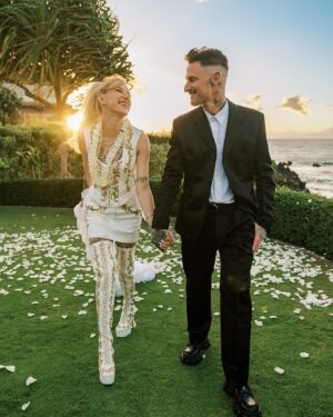 Bria Vinaite Instagram - Just Maui’d @mvoltaggio 💕 thank you for such a dream wedding @fsmaui and a huge thank you to @jeremyscott @moschino for making me feel like a magical princess! I get to spend the rest of my life with my best friend!!!!!! 🥹