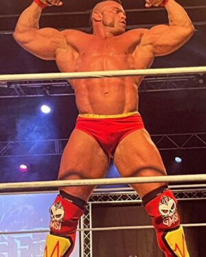Brian Button Instagram - Look through a lot of my different entrance and gear attire.

Swolverine/Weapon-X
Machine/terminator
Machine/terminator V.2
King from tekken 
Bane 
Zangief 
Axel streets of rage/cage
Stinger cage