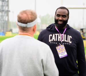 Brian Kelly Instagram - Great to have Bennie visit us! No. 18 spent six years in the NFL and is now a high school coach.