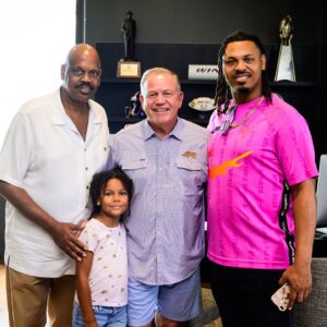Brian Kelly Instagram - What an honor to meet and welcome back Chad Jones and his family back to talk to our team! His Path is not what he imagined but Chad represents excellence and perseverance.