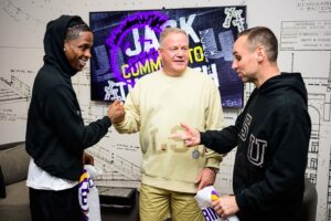 Brian Kelly Instagram - Travis and Michael committed to LSU on their visit