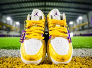 Brian Kelly Instagram - Enter to win BK’s custom shoes from the Florida game and support Bayou Traditions, the official collective of LSU Athletics