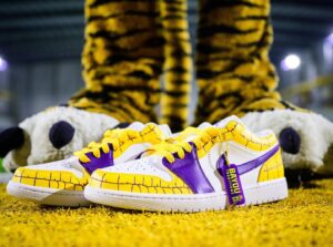Brian Kelly Instagram - Enter to win BK’s custom shoes from the Florida game and support Bayou Traditions, the official collective of LSU Athletics