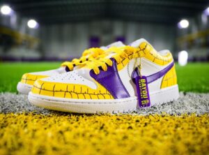 Brian Kelly Instagram - Enter to win BK’s custom shoes from the Florida game and support Bayou Traditions, the official collective of LSU Athletics