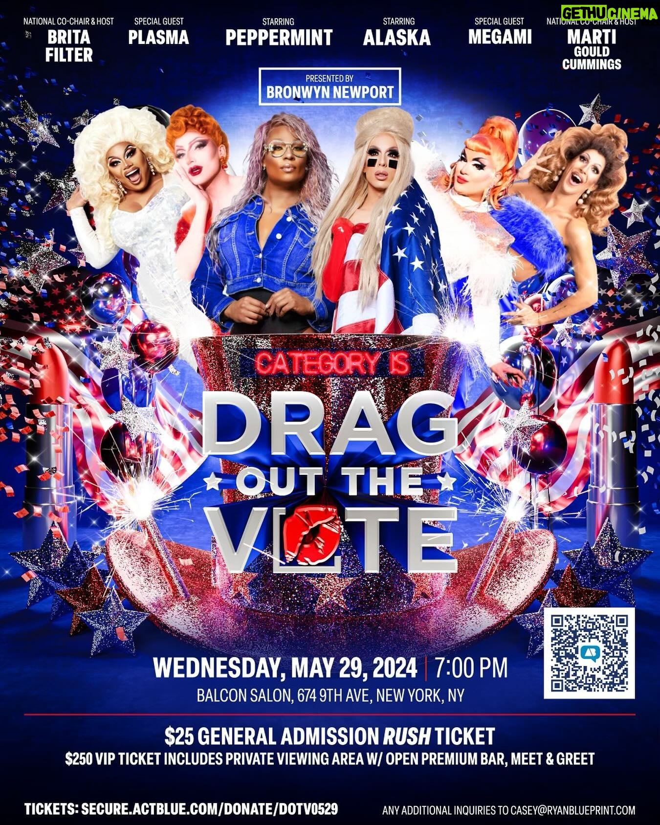 Brita Filter - 1.9K Likes - 🚨ALERT🚨: $25 General Admission RUSH Tickets available!
Drag Out The Vote is excited to announce that a major donor has offered to underwrite the cost of our premiere fundraising event and therefore we can offer tickets at a more accessible and inclusive level!
Category is: DRAG OUT THE VOTE presented by the fabulous Bronwyn Newport (@pretanewporter)! Join us on Wednesday, May 29th as we take over @balconsalonnyc for this ALL STAR event. Proceeds will support @DragOutTheVote’s 2024 general election efforts including the Drag Ambassador Program.
Starring @theonlyalaska5000 and @peppermint247, with special guests @plasmamyc and @megaminyc, and co-hosted by @dragoutthevote National Co-chairs @thebritafilter and @martigcummings.
Exclusive VIP open bar tickets with meet and greet available! Doors open at 7pm.
Link in Drag Out The Vote’s bio!🗳️💃🏳️🌈