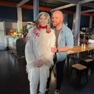 Broden Kelly Instagram - Tonight's episode of #auntydonnascoffeecafe marks the first screen time between my partner Annie and I. Here she is pictured before getting into costume.
Photo credit: @elaweee