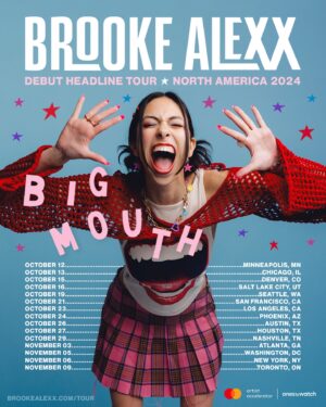 Brooke Alexx Instagram - The “Younger Guys” music video is out! And guess what?? I’m going on my VERY FIRST HEADLINE TOUR 😭😭 this fall, I’m bringing my Big Mouth to 15 cities across North America so we can scream these songs together!!! General on sale begins Friday, July 19 at 8am PT / 10am CT / 11am ET 🎟️

⭐️ Vinyl purchasers will receive a special code for first access to tickets TOMORROW morning at 10am local time

⭐️ If you’re not into vinyl but still want presale tix, there’s one last code on my website you might want to crack ;)

#MastercardAmbassador #ArtistAccelerator