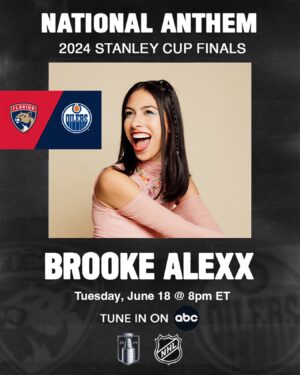 Brooke Alexx Instagram - Tune in on @abc tonight to watch me sing the National Anthem for the Stanley Cup Finals! Game 5 babyyy | @flapanthers vs. @edmontonoilers 🏒🥅