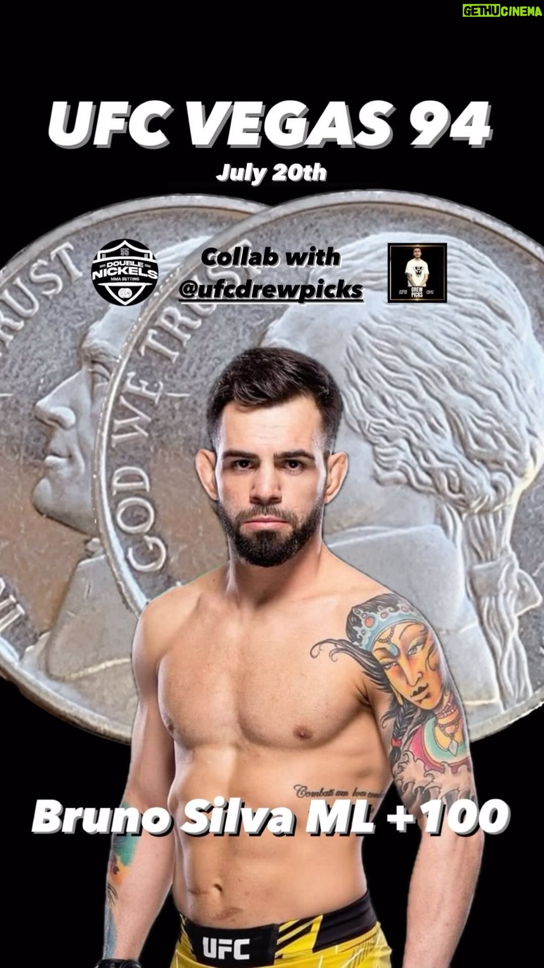 Bruno Silva - 120 Likes - Bruno Silva ML 100 is the collab pick this week with @ufcdrewpicks @brunobulldogufc #ufc #mma #ufcbetting #mmabets #mmabetting #fight #sports #fights #sports #sportsbetting #mmapredictions #fightnight #fightnights #ufcvegas #ultimatefightingchampionship #sportspredictions #ufcfightnight #ufclasvegas #bettingstips #sportsbets #ufcpredictions #ufctips #mmatwitter #ufcvegas94 #ufcvegas94bets