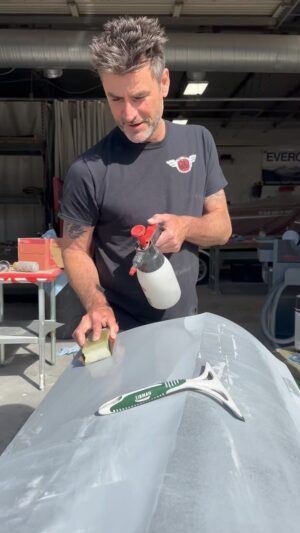 Bryan Fuller Instagram - Here’s a little window into the final steps of a show quality paint job before base and clear go on…It’s all in the prep!  #paintshop #custompaint #evercoat #indasausa #fullermoto #diy #caffeineandoctane