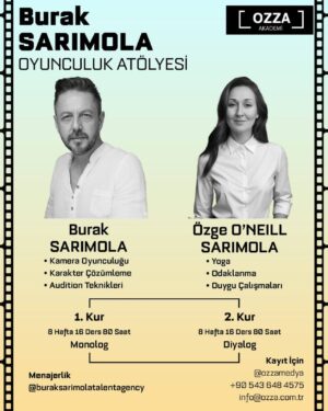 Burak Sarımola Instagram - 🎭 OZZA Akademi’de Burak Sarımola Oyunculuk Atölyesi’nin Yeni Dönem Kayıtları Başladı 🎭

• Deneyimli eğitmenlerimiz ile oyunculuğun tüm inceliklerini öğrenmeye hazır mısın? Bu atölye ile profesyonel oyunculuk kariyerine güçlü bir adım atacaksın! Atölyede Kamera Oyunculuğu, Karakter Çözümleme, Audition Teknikleri, Yoga, Odaklanma Çalışmaları ve Duygu Çalışmaları yapılıyor. Ayrıca, eğitim sonunda menajerlik desteği de sağlıyoruz.

Oyunculuk dünyasında kendini geliştirmek ve fark yaratmak için bu fırsatı kaçırma! 🌟

📅 Kontenjanlar Sınırlıdır!

Dm: @ozzamedya
📞  90 543 648 4575
📩 info@ozza.com.tr