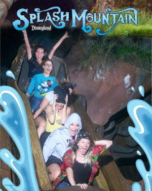 Caitlin McHugh Instagram - I am really excited for the Princess Tiana takeover and I am grateful for all the fun times on Splash Mountain. Here are some of the highlights starting with my most recent trip with @ninawest @marissajaretwinokur Then a classic shot, my friend and I completely getting covered by the party in front of us, riding with Grogu, celebrating with the happiest of friends, and finally, riding with the mastermind imagineer of Splash Mountain himself, Tony Baxter. @johnstamos is so happy about it that he accidentally blocks Tony’s face.