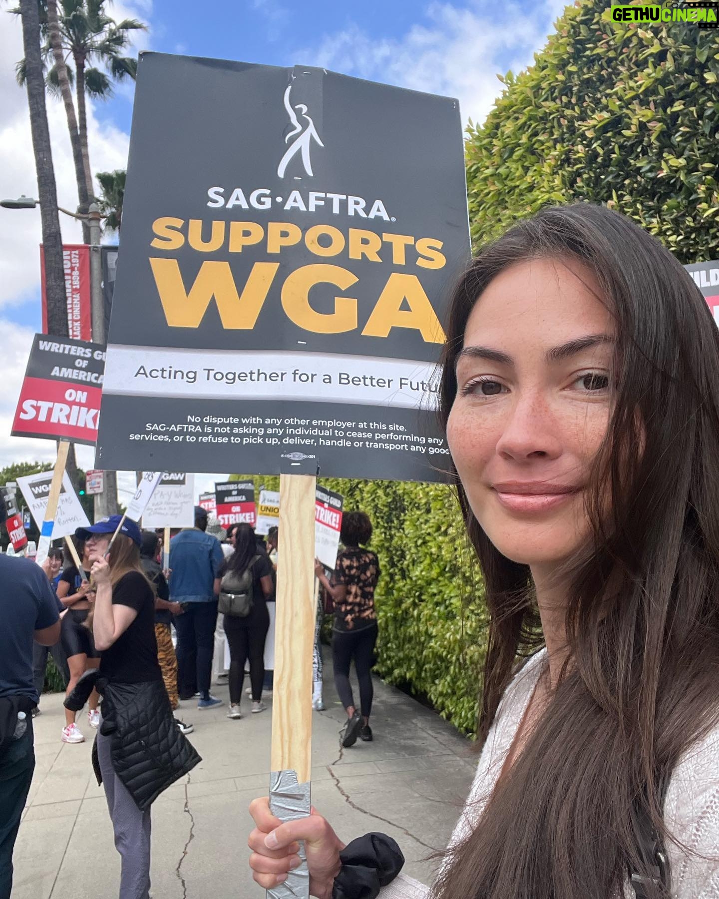 Caitlin McHugh - 848 Likes - @sagaftra supports @wgawest !!! In past negotiations we have lost so much, and even more is on the line this time. I’m proud to stand with our writer community in their demands for living wages, protections against AI and everything else they ask for. Our union will be fighting for many of the same things imminently. We are stronger together!