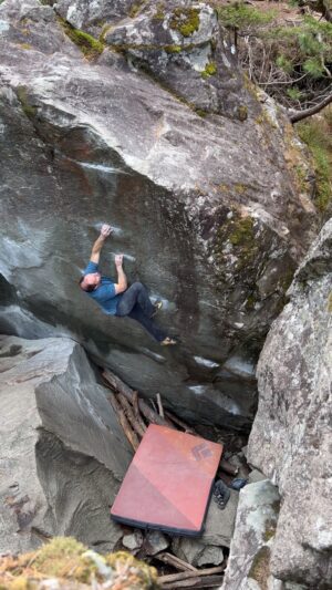 Carlo Traversi Instagram - To interrupt your daily dose of the hard hard, paddle dynos, memes and “a muerte” sends take a moment to celebrate one of the best out there.  This one’s a personal favorite and definitely in my Top 5 for the grade worldwide.

Höhenrausch 7B  in Magic Wood, CH

I climbed it for the first time in 2010 and after many trips to Magic Wood I never miss a chance to pull on those crisp edges.  This clip was from a few weeks back.
@blackdiamond @frictionlabs @theboulderfield