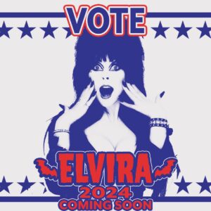 Cassandra Peterson Instagram - Vote for Elvira, the ultimate ghoul ally, and let’s make this Halloween— err, election — one to remember! 💋🎃 Stay tuned for @elvirasbootiqueofficial ‘s spine-tingling campaign merch, coming soon! 🖤 #ELVIRA2024 #VoteElvira