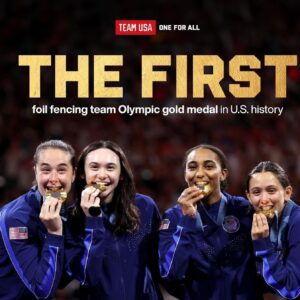 Cat Cora Instagram - 🇺🇸The women of Team USA continue to make #HERstory, you all are making us so proud! #ParisOlympics 
@simonebiles
@jordanchiles
@hezrivera
@jadecarey
@sunisalee
@saucyscruggs
@jackiedubrovich
@leetothekiefer
@maia.weintraub
@katieledecky
@eringemmelll
@paigemadden1
@ilonamaher
@teamusa
@nbcolympics