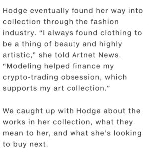 Celesta Hodge Instagram - Thank you @artnet and @naomikrea for the, What I Buy & Why, collector feature!

https://www.google.com/amp/s/news.artnet.com/market/celesta-hodge-what-i-buy-and-why-1998740/amp-page
