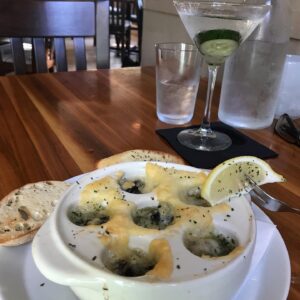 Charles Shaughnessy Instagram - Pork Chop, meet your “raison d’étre.” Superbly supported by escargots and the driest Hendricks martini. @thatplaceinogunquit delivers in style!
