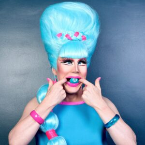 Charlie Hides Instagram - Caption this. #charlieHides #dragqueenbingo #rupaulsdragrace #bigbluewig Hair created by @janegagewigshairmakeup