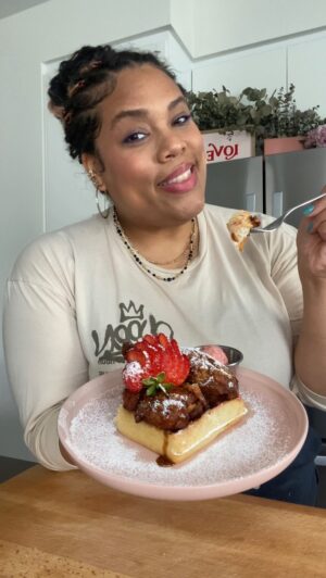 Chef Lovely Instagram - #TheCheatCode | EP 9 Fried Chicken & Waffles 🤤

This will make 4 entrées, 8 appetizers or 16 hors d’oeuvres. The flavors are smackin’ and this dish will definitely impress 🙌🏽 

Enjoy, my loves 😘 #LoveYouLetsEat