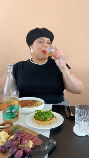 Chef Lovely Instagram - Cheers, my loves! Can’t wait to see how y’all recreate this mouthwatering meal! #LoveYouLetsEat #TheCheatCode 🍝

Italian #DateNight Menu
Chicken Saltimbocca 
Creamy Lemon Fettuccine
Broccoli & Cheddar Quiche
Tomato Arugula Salad
Charcuterie 
Naturally Sparkling White Wine