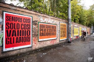 Chiara Civello Instagram - 📌 📌 📌

RECLAIM Cavalli
la poesia di Patrizia Cavalli in strada a Bologna

CHEAP
con
Chiara Civello @chiaracivello
e
Einaudi @einaudieditore

CHEAP torna in strada a Bologna con una nuova affissione di poster dedicati alla parola poetica contemporanea: le parole di Patrizia Cavalli riecheggiano sui manifesti in giro per la città, una collaborazione con Einaudi e l’artista Chiara Civello per il “Sempre Così Tour”, il suo nuovo ciclo di date nato dall’omonimo brano scritto e composto con la poeta – che tocca Bologna il prossimo 8 aprile al Cinema Europa.

PH Margherita Caprilli
@margheritacaprilli 

#PatriziaCavalli #RECLAIMpoetry #SempreCosìTour #ChiaraCivello #einaudieditore #CHEAPstreetposterart #Bologna #ig_italia #ig_bologna #CHEAPfestival #streetart #urban #instagramers #instagram #insta #instacool #instamood #instadaily #picoftheday #instastreetart #posterart #urbanstyle #streetphotography #poster #posterdesign #contemporary #publicart #publicspace #streetphotographyinternational #poetry