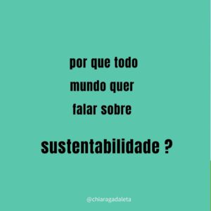 Chiara Gadaleta Instagram - Já parou para pensar por que a sustentabilidade virou tema predominante em 2020? 
Arraste pra ver se você faz parte dessa conversa

Esse questionamento é muito bem-vindo e cada um de nós começa essa jornada de um jeito

A nossa, no Movimento Ecoera  @ecoera_oficial iniciou em 2008 e de lá pra cá criamos pontes entre a sustentabilidade e as empresas dos setores de moda, beleza e design mas por que estamos tão interessados em sustentabilidade hoje?

Se você concorda espalhe essa discussão pelas suas redes. 
Lembrando que sustentabilidade não é tendência, é garantia de futuro

Bora provocar questionamento e acelerar as mudanças que o mundo pede hoje!
#ecoera
#doeuparaonós
#sustentabilidade
#moda
#beleza
#design
@portalecoera 
@cursosecoera