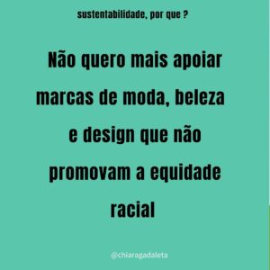 Chiara Gadaleta Instagram - Já parou para pensar por que a sustentabilidade virou tema predominante em 2020? 
Arraste pra ver se você faz parte dessa conversa

Esse questionamento é muito bem-vindo e cada um de nós começa essa jornada de um jeito

A nossa, no Movimento Ecoera  @ecoera_oficial iniciou em 2008 e de lá pra cá criamos pontes entre a sustentabilidade e as empresas dos setores de moda, beleza e design mas por que estamos tão interessados em sustentabilidade hoje?

Se você concorda espalhe essa discussão pelas suas redes. 
Lembrando que sustentabilidade não é tendência, é garantia de futuro

Bora provocar questionamento e acelerar as mudanças que o mundo pede hoje!
#ecoera
#doeuparaonós
#sustentabilidade
#moda
#beleza
#design
@portalecoera 
@cursosecoera