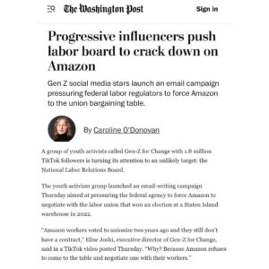 Chris Smalls Instagram - Our People Over Prime campaign is covered in @washingtonpost! Go to peopleoverprime.org to send an automatically generated email to the NLRB (make sure you have the mail app downloaded)! 

@amazon, your charades won't work for long😌