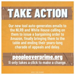 Chris Smalls Instagram - Amazon workers deserve a union contract. We cannot allow Amazon to bully its way into appeals and court battles. Put an end to the suffering Amazon workers have endured by demanding the NLRB issue a bargaining order to Amazon. 

🚨Go to peopleoverprime.org and send an email to the NLRB with just one click.