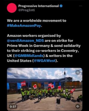 Chris Smalls Instagram - Happy AMAZON CRIME Day! Workers around the world invite you to celebrate by learning some of the myriad crimes SCAMAZON commits daily at every one of their facilities, wage theft, deadly safety violations, harassment of every variety, to name a few. After that, workers encourage you to show solidarity with them in their fight to #MakeAmazonPay, by organizing unions and doing direct actions like striking and walk-outs to demand better conditions, benefits and wages! Swipe through these 🛝s and get inspired to support your local SCAMAZON workers now!

The video is from the latest Cocktails & Capitalism discussion with @stevendonziger @chris.smalls_ and @cuteanon__ of @littlesecret_la 
GO LISTEN! 🎧🔥

Cheers🥃 & Solidarity!🪧

And since we are entirely Listener-Supported, please be sure to subscribe & give us 5 ⭐️s on 🍎 and 🟢. Also, if you have the money and can pitch in a few bucks a month as a patre0n subscriber, it goes a long way in helping us amplify the voices of worker-organizers we interview!🍻

HUGE THANKS TO @lupelenape94 @anthonydepice FOR HELPING ME SO MUCH WITH THIS POST, and with so much else 🙏✊

🎠 Credits:

Slide 2 tweet from @chris.smalls_ 
Slide 3 from @mikaelaloach 
Slide 6 from @whatradicalizedyou 

Slide 8 from @cocktailsandcapitalism discussion with Chris Smalls, Steven Donziger, and Devon Young about the #hotlaborsummer tour that’s about to start!!!