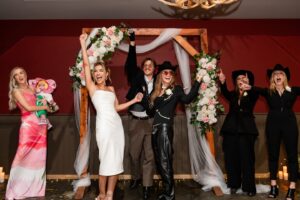 Chrishell Stause Instagram - Call it an Aussie wedding, a vow renewal, a bday party… I will refer to it as the BEST NIGHT EVER. 

We laughed. We cried. We danced. We rode the bull💀 SO incredibly grateful for my Aussie family. Never doing life without you @gflip ♥️

(Photographer @ian.laidlaw 
Venue @moondogbrewing 
Dresses @houseofcb 
Hair @annipalmerhair 
Makeup @tessholmes_makeup )
