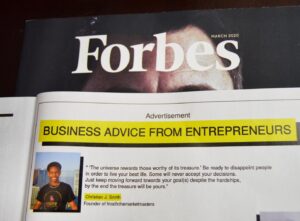 Christian J Smith Instagram - I’ve been featured in @forbes magazine! March 2020 edition📰. This a quote of mine that I curated long ago on my journey, and these words have guided me through thick and thin; reminding me to stay focused on the bigger picture, and to remember that patience is key.🙏
-Frost