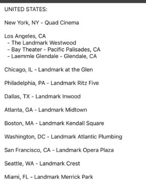 Christopher Sean Instagram - Ultraman: Rising will be in theaters :D 
Let’s Go To The Movies!

Just got this information and wanted to share with you all.  Starting June 14th, Ultraman will have limited runs in the following theatres:

UNITED KINGDOM:
West End London
Picturehouse Central

Central London
Curzon Victoria
Curzon Aldgate
Curzon Camden
Picturehouse Ealing

Greater London
Curzon Kingston

South West England
Curzon Canterbury Riverside
Curzon Colchester

Midlands England
Curzon Oxford

Northern England
Curzon Sheffield
Curzon Knutsford

UNITED STATES:
	•	New York, NY - Quad Cinema
	•	Los Angeles, CA
	◦	The Landmark Westwood
	◦	Bay Theater - Pacific Palisades, CA
	◦	Laemmle Glendale - Glendale, CA
	•	Chicago, IL - Landmark at the Glen
	•	Philadelphia, PA - Landmark Ritz Five
	•	Dallas, TX - Landmark Inwood
	•	Atlanta, GA - Landmark Midtown
	•	Boston, MA - Landmark Kendall Square
	•	Washington, DC - Landmark Atlantic Plumbing
	•	San Francisco, CA - Landmark Opera Plaza
	•	Seattle, WA - Landmark Crest
	•	Miami, FL - Landmark Merrick Park

CANADA:
Ontario
	•	Toronto - TIFF Bell Lightbox
Quebec
	•	Montreal - Cineplex Forum
British Columbia
	•	Vancouver - Cineplex International Village
