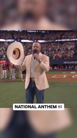 Cody Johnson Instagram - @codyjohnson rocks the National Anthem and we’re about ready for some ⚾️! #AllStarGame