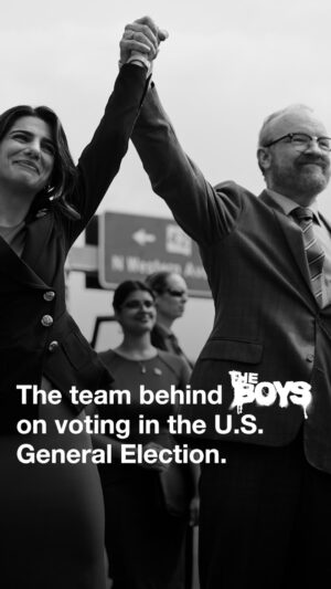 Colby Minifie Instagram - You lot may have noticed there’s a real Presidential election happenin’ outside The Boys.

Make sure you’re registered to vote in this year’s U.S General Election today by textin’ THEBOYS to 26797.