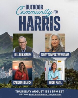 Conrad Anker Instagram - This election matters. I support @kamalaharris for president.

Please join the outdoor community at 8 pm EST August 1st for a virtual campfire. 

Why do we endorse @kamalaharris? Listen in as we share our views on how her leadership will be better for the environment, human rights and the bedrock principles of democracy. 

Type in : live.kamalaharris.com/outdoor

Tune in.

Please consider donating. The time is now.

Courtesy note: 

Thanks for reading the post and sharing your thoughts. Please keep it civil. I do not espouse hate nor do I welcome it in the comments. As for "staying in my lane" and this being a "bad look" - my view is the leadership of the opponent is a bad look for the USA.