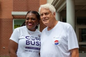 Cori Bush Instagram - St. Louis, I’ve been visiting polling places, and I’m feeling the love.

Thank you for voting! Tell your friends and family to head to the polls before 7 PM.