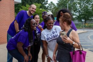 Cori Bush Instagram - St. Louis, I’ve been visiting polling places, and I’m feeling the love.

Thank you for voting! Tell your friends and family to head to the polls before 7 PM.
