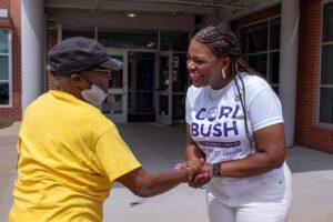 Cori Bush Instagram - St. Louis, I’ve been visiting polling places, and I’m feeling the love.

Thank you for voting! Tell your friends and family to head to the polls before 7 PM.
