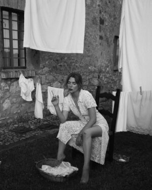 Courtney Halverson Instagram - It’s been awhile, but I still remember this unkind message I recieved. I’d shared my laundry drying in a hotel room in a photo and received a message to the effect of “this whole romanticizing thing is so insufferable. It’s just clothes drying in a bland room”. But I’ve always felt - there’s a kind of magic in finding the beauty in the ordinary, isn’t there? 

I think, if nothing else, my camera roll is a testament to that. Sure, there are the big moments; the sweeping views, the vacation photos, the special occasions and dressed up events. But in a much greater quantity there are the “in-betweens” as I call them; the flowers and weeds growing in equal measure on our hillside, the pasta I threw together for lunch that looked nice on our windowsill, my morning coffee in bed, and yes - photos of the way the light happened to fall on my laundry drying one very ordinary day.

So while this isn’t exactly an ordinary moment (hello dreamy laundry line in Tuscany) I hope it serves just a little as a love letter to all the “in-betweens” I capture and treasure.
.
.
.
photos by the lovely @leanneansar | wearing @shopdoen and @rouje 🤍 #romanticstyle #underthetuscansun #feminineenergy #laundryline 
.
.
ps : so many of you have asked and I’m pleased to share that my locket with @monicarichkosann is coming back this month. It’s been a dream to see how many of you fell in love with it the first time, and I wear mine daily. So thrilled to be able to share it again! 🐚