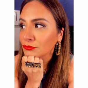 Cristela Alonzo Instagram - I’ve owned this ring for so long. It’s a custom I got done @melodyehsani years ago. 

I have so many pieces that say VOTE and I bust them out a lot during election times. Thank you, Palm Springs. I’ve never played the city before. Can’t wait to be back in the area. I had people drive from LA to this show. Trust me, I would LOVE to play LA…I just need to find a theatre that works for me. I know there’s a ton of places but just because there are, doesn’t mean that I can play them. All happens when it’s supposed to.