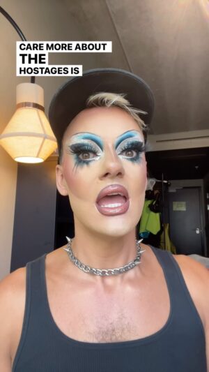 Crystal Instagram - Sorry for getting shouty - I’ve had a couple glasses of Prosecco. Please comment and amplify. 

#drag #makeup #politics #hostages