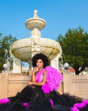 D.J. 'Shangela' Pierce Instagram - In honor of the Olympics being held in my hometown of Paris 💖 

photog: @matwulff 
fashion: @csiriano 
hair: @itssammyhair 
makeup: Manny Castano 
asst: @nickvosian 
jewels: @roxbycox