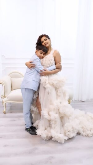 Dalljiet Kaur Instagram - Through thick and thin together. 

.
.
It was a very emotional day for me to shoot with my 10 year old at this point in my life. Thank you BARKHA for making this shoot so memorable. May your studio grow and excel. Anyone in delhi who wants to make memories for life. @memoriesbybarkha is the one u contact ❤️
.
.
Photographer - @memoriesbybarkha 
Styled by - @memoriesbybarkha 
Makeup - @parulduttmakeup
Jaydon’s Outfit - @choupetteindia